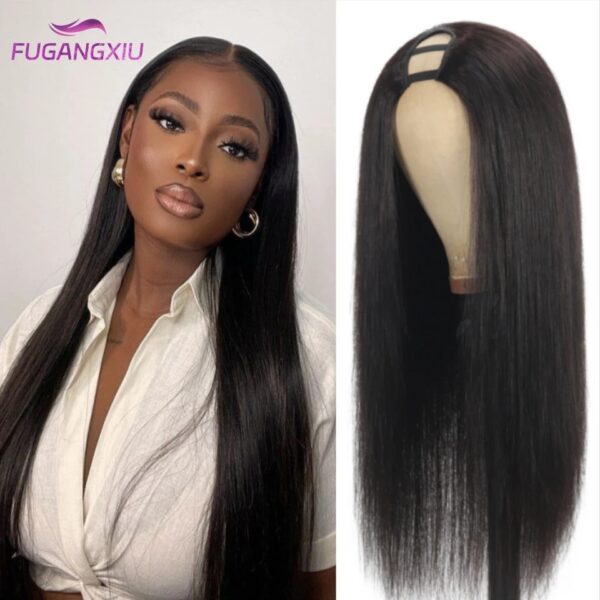 U Part Straight Wigs Human Hair No Leave Out 30 inches Glueless Wig Brazilian Hair Straight U Part Wig Natural Color