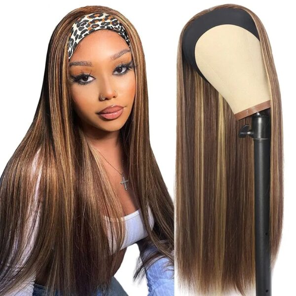 Synthetic Wigs for Women Long Straight Highlights Wig Silky Heat Resistant Wigs for Daily Party Use