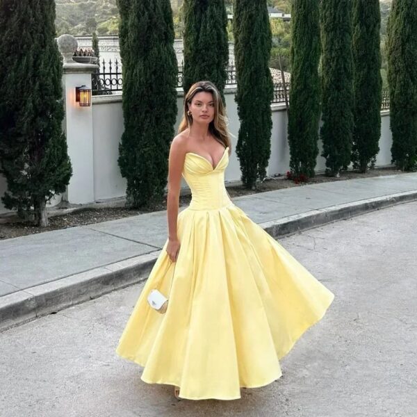 Summer Strapless Bodycon Dresses Women New Arrivals Elegant Formal Occasion Dress Yellow Guest Party Dresses