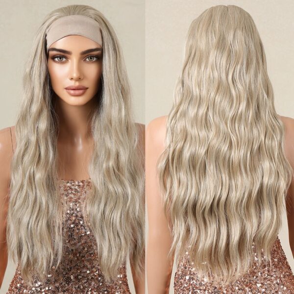 Long Loose Wavy Synthetic Headband Wigs Blonde Curly Cosplay Party Lolita Fake Hair Heat Resistant Fiber Headband Wigs for Women - Image 6