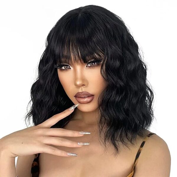 Synthetic Hair Women Pink BOB Wigs Short Curly Heat Resistant Party Wig