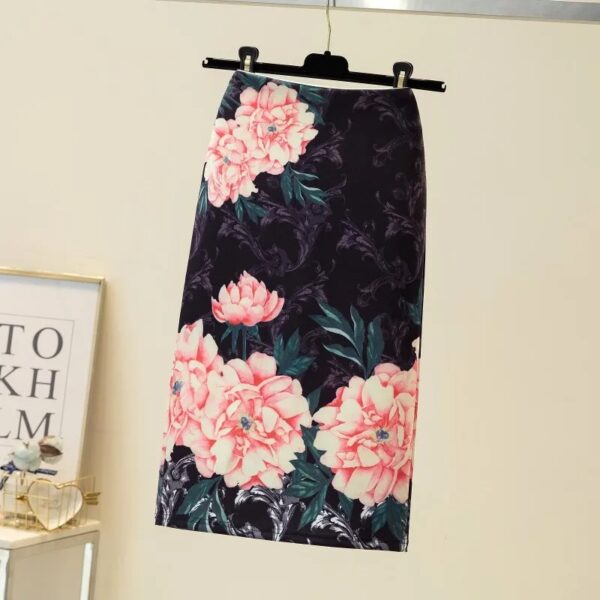 Skirts For Women Vintage Flower Print Bodycon Pencil Skirt Slim Midi Sexy Elegant Bag Hip Bandage Kawaii Lolita Short Saias - Image 10