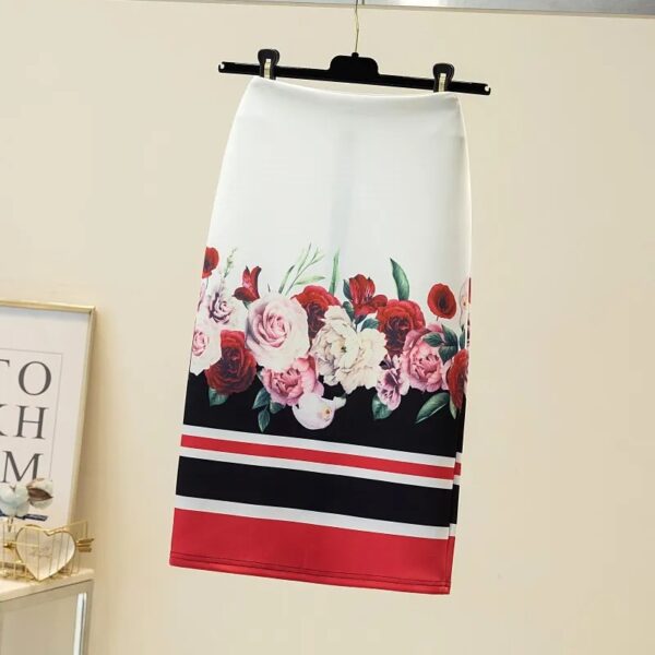 Skirts For Women Vintage Flower Print Bodycon Pencil Skirt Slim Midi Sexy Elegant Bag Hip Bandage Kawaii Lolita Short Saias - Image 12