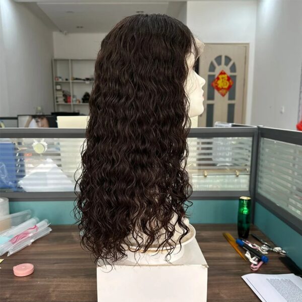 Long Curly Human Hair Lace Top Wigs Middle Part Virigin Hair Deep Curly Lace Kosher Wigs For Women Natural Hairline Brown Wigs - Image 2