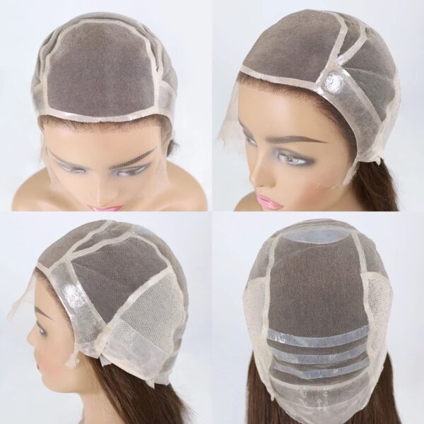 Top Medical Wigs For Cancer Patients Glueless Hand Tied Human Hair Full Lace Wigs European Hair Jewish Wig Medium Brown - Image 2