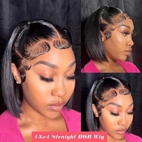 Lace Front Wig Human Hair Straight 180% Full Density 13x4 HD Transparent Lace Frontal Wigs bob hair lace front wig For Women - Image 2