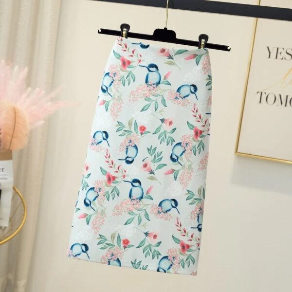 Skirts For Women Vintage Flower Print Bodycon Pencil Skirt Slim Midi Sexy Elegant Bag Hip Bandage Kawaii Lolita Short Saias - Image 18