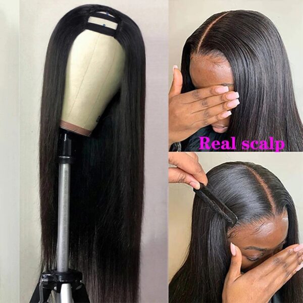 U Part Straight Wigs Human Hair No Leave Out 30 inches Glueless Wig Brazilian Hair Straight U Part Wig Natural Color - Image 3