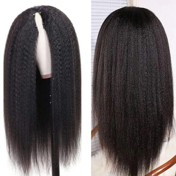 Straight U V Part Wig Human Hair No Leave Out U Part Brazilian Yaki Straight Machine Made Human Hair Wigs For Women Virgin - Image 3