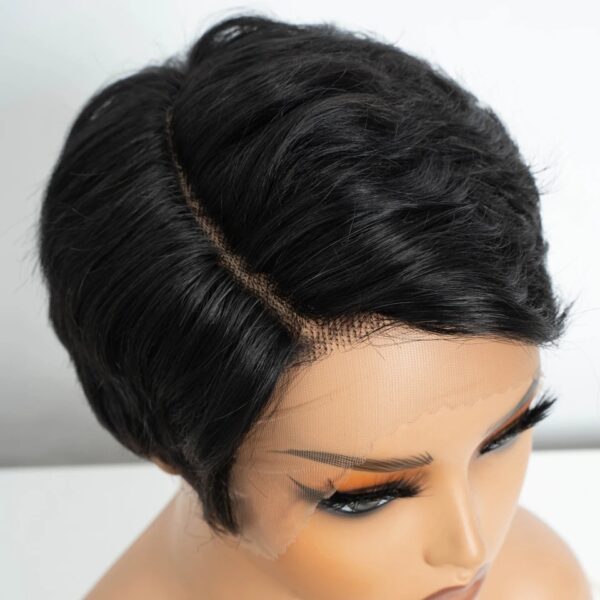 Short Pixie Cut Straight Bob 100% Human Hair Wigs With Bangs For Women Brazilian Remy Hair Natural Brown Colored Wigs - Image 2