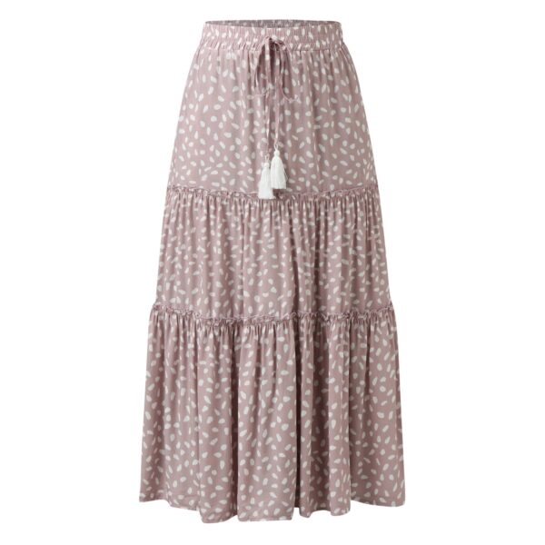 Ladies Elastic Waist Pleated Hem Temperament Mid Waist Bag Hip Mid Skirt Pleated Denim Skirt - Image 2