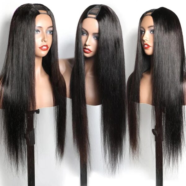 U Part Straight Wigs Human Hair No Leave Out 30 inches Glueless Wig Brazilian Hair Straight U Part Wig Natural Color - Image 4
