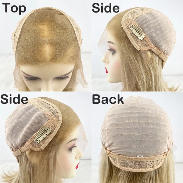 Swiss Lace Jewish Wigs Ash Blonde Balayage European Virgin Human Hair Lace Front Wig Highlight Single Knot Lace Wig Baby Hai - Image 3