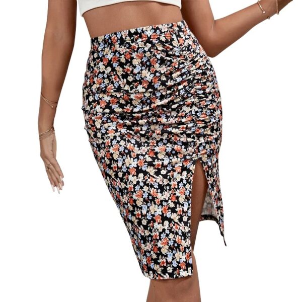 Women Summer Mid Long Skirts Floral Print BUD Skirt Elegant High Waist Slim Fit Skirts For Women Cheap Sale