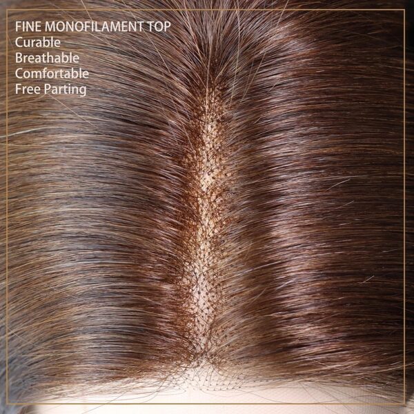 Top Medical Wigs For Cancer Patients Glueless Hand Tied Human Hair Full Lace Wigs European Hair Jewish Wig Medium Brown - Image 3