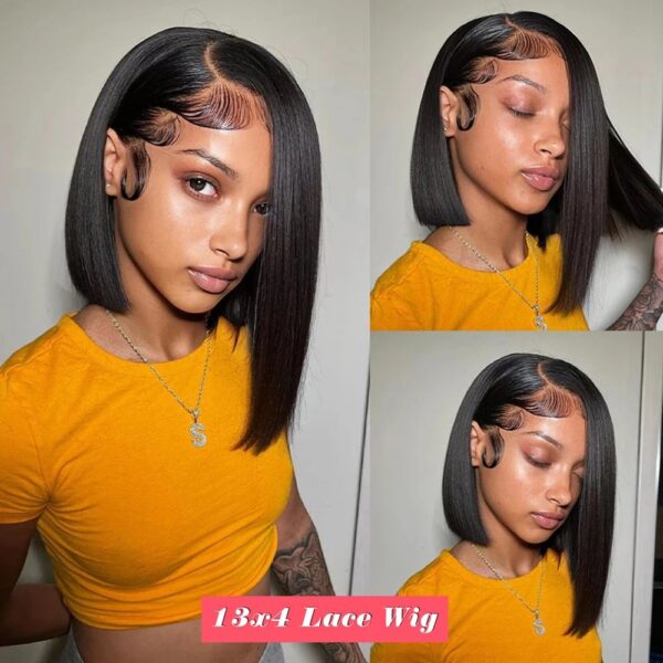 Lace Front Wig Human Hair Straight 180% Full Density 13x4 HD Transparent Lace Frontal Wigs bob hair lace front wig For Women - Image 5
