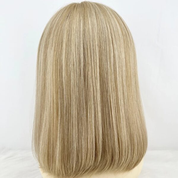 Swiss Lace Jewish Wigs Ash Blonde Balayage European Virgin Human Hair Lace Front Wig Highlight Single Knot Lace Wig Baby Hai - Image 4