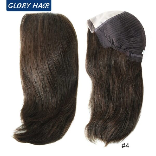 MT11 14.5 Women Luxury Wig Mono Top Jewish Wig Lace Front Human Hair Wig Chinese Culticle Remy Hair Wigs for Women - Image 3