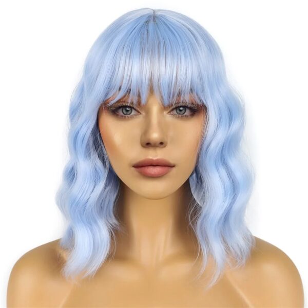 Synthetic Hair Women Pink BOB Wigs Short Curly Heat Resistant Party Wig - Image 3