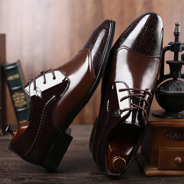 Man Leather Shoes Office Dress Brogue Shoes Large Size 38-49 Pointed Toe Derby Shoe Autumn Party Work Dress Social Shoe for Men - Image 2