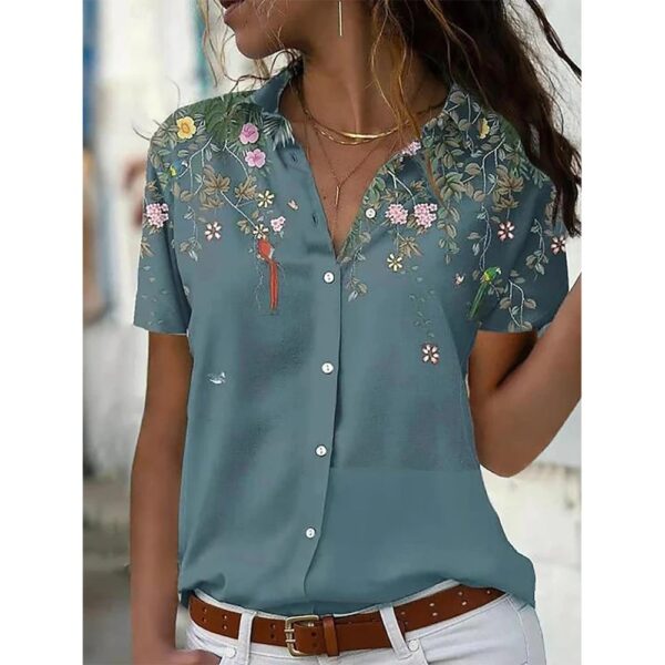 Summer Women's Pure Green Short-Sleeved Loose Shirt New Designs Single-Breasted Tops Blouses Comfortable Women's Clothing - Image 11