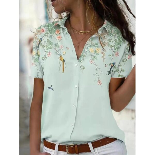 Summer Women's Pure Green Short-Sleeved Loose Shirt New Designs Single-Breasted Tops Blouses Comfortable Women's Clothing - Image 12