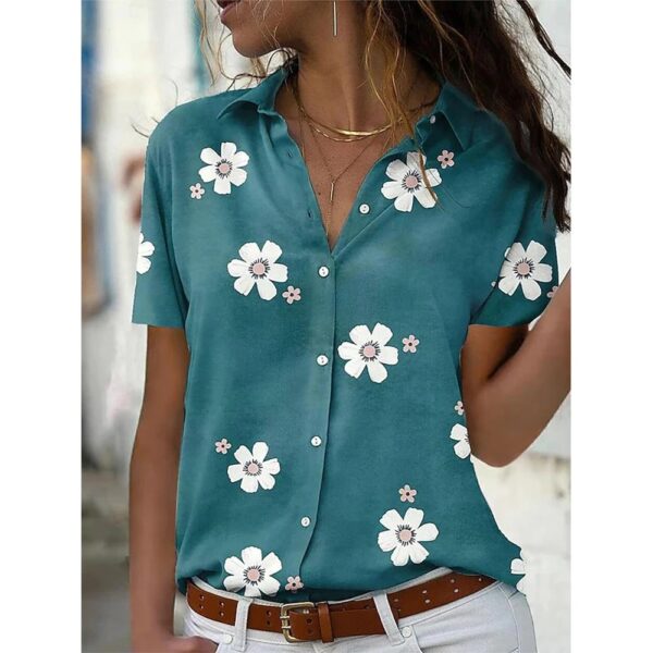 Summer Women's Pure Green Short-Sleeved Loose Shirt New Designs Single-Breasted Tops Blouses Comfortable Women's Clothing - Image 14