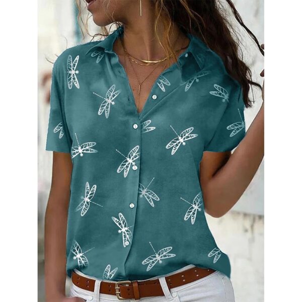 Summer Women's Pure Green Short-Sleeved Loose Shirt New Designs Single-Breasted Tops Blouses Comfortable Women's Clothing - Image 17