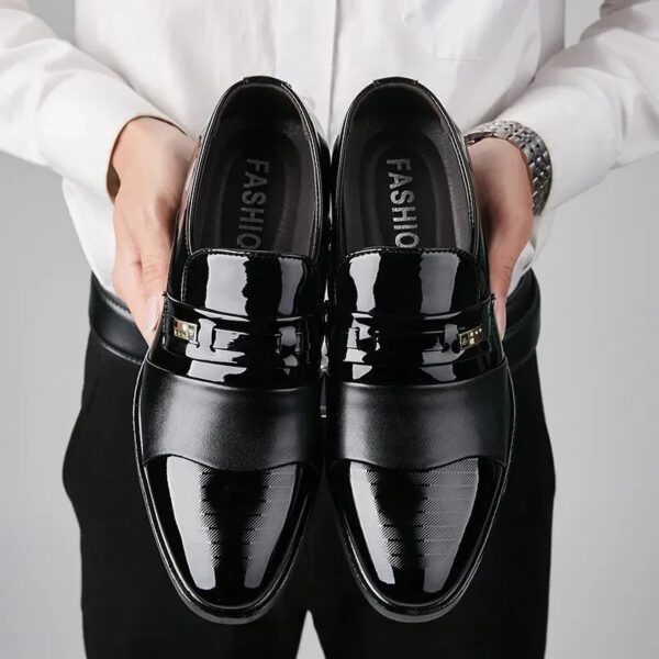 Leather Shoes for Men Wedding Formal Oxfords Business Casual Office Work Shoes for Men Classic Luxury Pointy Men's Dress Shoes - Image 2