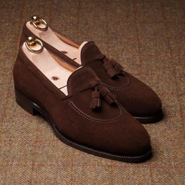 Loafers Men Brown Green Flock Fringe Casual Breathable Slip-On Solid Shoes for Men - Image 3