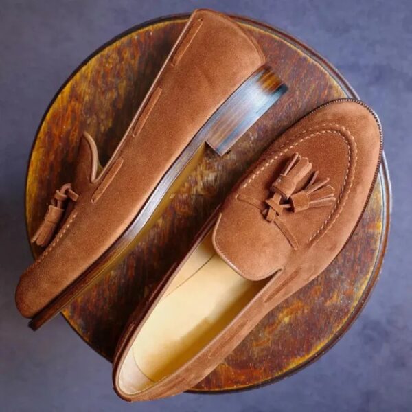 Loafers Men Brown Green Flock Fringe Casual Breathable Slip-On Solid Shoes for Men - Image 6