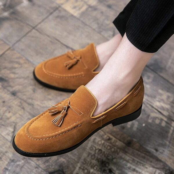 Loafers Men Brown Green Flock Fringe Casual Breathable Slip-On Solid Shoes for Men - Image 7