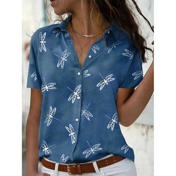Summer Women's Pure Green Short-Sleeved Loose Shirt New Designs Single-Breasted Tops Blouses Comfortable Women's Clothing - Image 7