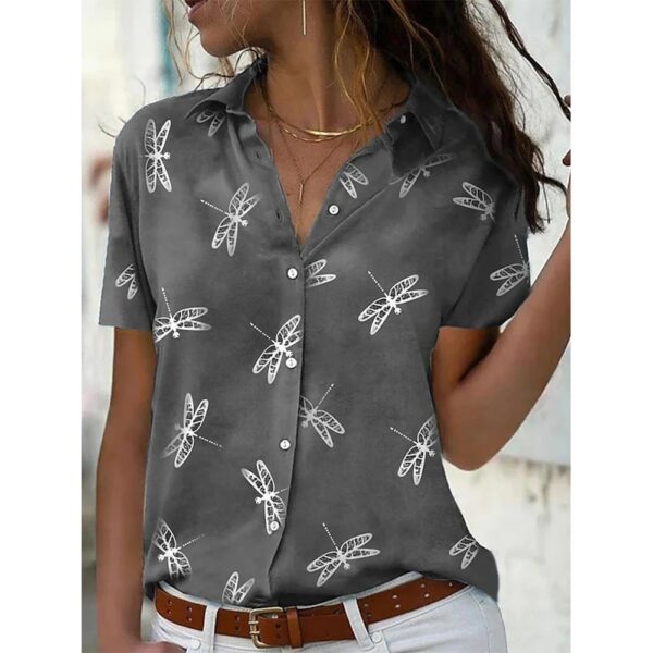 Summer Women's Pure Green Short-Sleeved Loose Shirt New Designs Single-Breasted Tops Blouses Comfortable Women's Clothing - Image 8