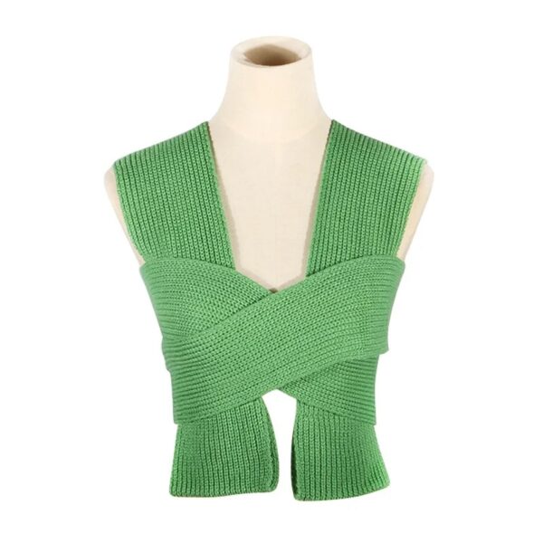 Sleeveless Knitted Crop Sweater Sexy Autumn Summer Fashion Vest Black Casual White Jumper Top Female Pullover - Image 3