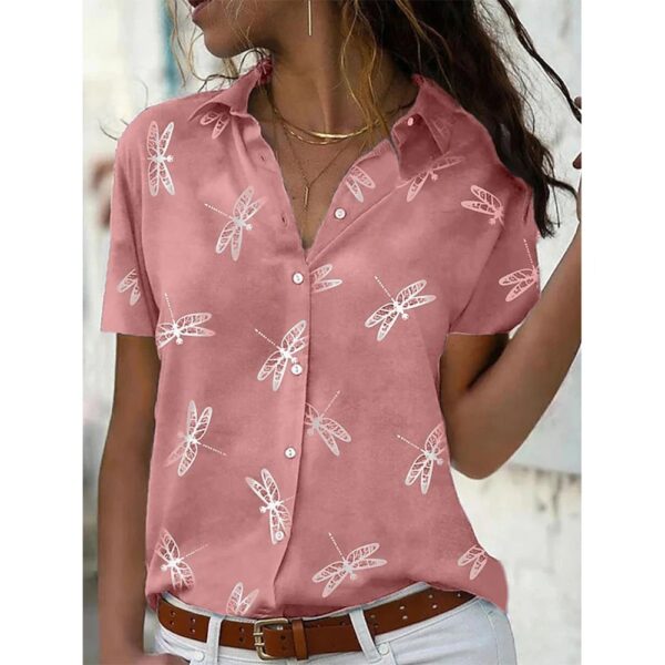 Summer Women's Pure Green Short-Sleeved Loose Shirt New Designs Single-Breasted Tops Blouses Comfortable Women's Clothing - Image 9