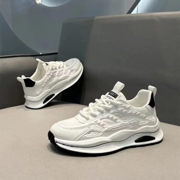 Summer New Men's Shoes Versatile Thick Bottom Casual Running Old Fashion Shoes Breathable Mesh Shoes Trendy White Men's Shoes