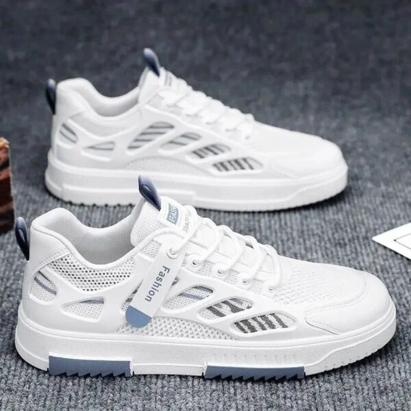 Summer Men's Breathable Canvas Shoes Versatile Casual Platform Shoes Trendy White Tennis Shoes Thick Sole Sports Shoes