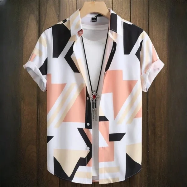 Hawaiian Style short-sleeved Shirt Jacket With 3D Digital printing, Loose And Casual men's shirt - Image 10
