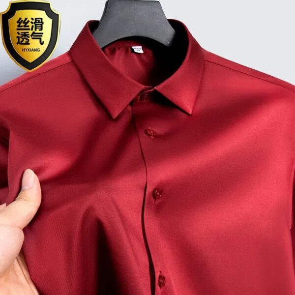 S-6XL White Shirt Men's Spring and Autumn Business Dress Non iron Korean Fit Anti wrinkle Solid Color Shirt