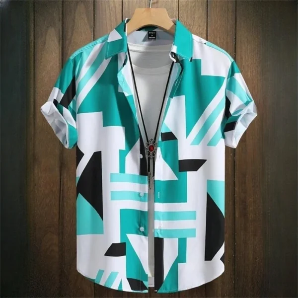 Hawaiian Style short-sleeved Shirt Jacket With 3D Digital printing, Loose And Casual men's shirt - Image 13
