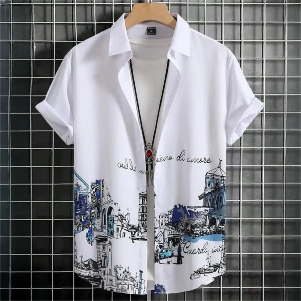 Hawaiian Style short-sleeved Shirt Jacket With 3D Digital printing, Loose And Casual men's shirt - Image 17