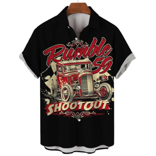 Hawaiian Shirt Man Streetwear Car 3d Print Graphic Street Beach Men's Shirt Casual Short Sleeves Button-down Shirt Man Top - Image 3
