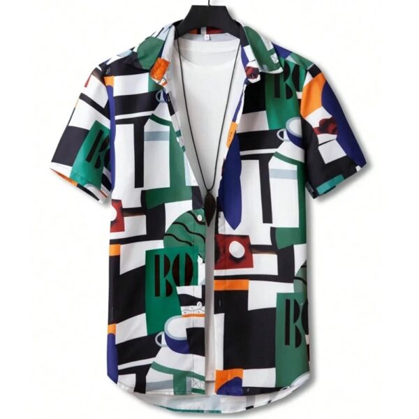 Hawaiian Style short-sleeved Shirt Jacket With 3D Digital printing, Loose And Casual men's shirt - Image 4