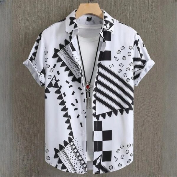 Hawaiian Style short-sleeved Shirt Jacket With 3D Digital printing, Loose And Casual men's shirt - Image 5