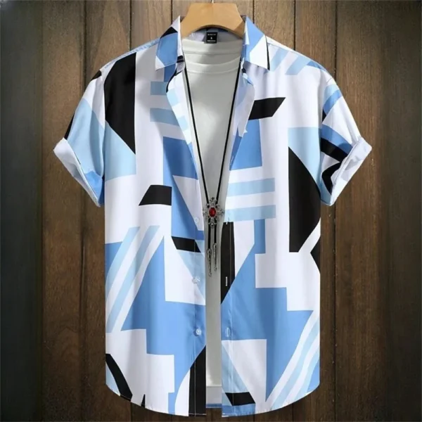 Hawaiian Style short-sleeved Shirt Jacket With 3D Digital printing, Loose And Casual men's shirt - Image 9